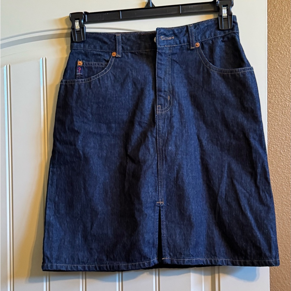 VTG Authentic GUESS Women's Press Denim Blue Skirt. Size 16 (Waist 14”). - Picture 2 of 11